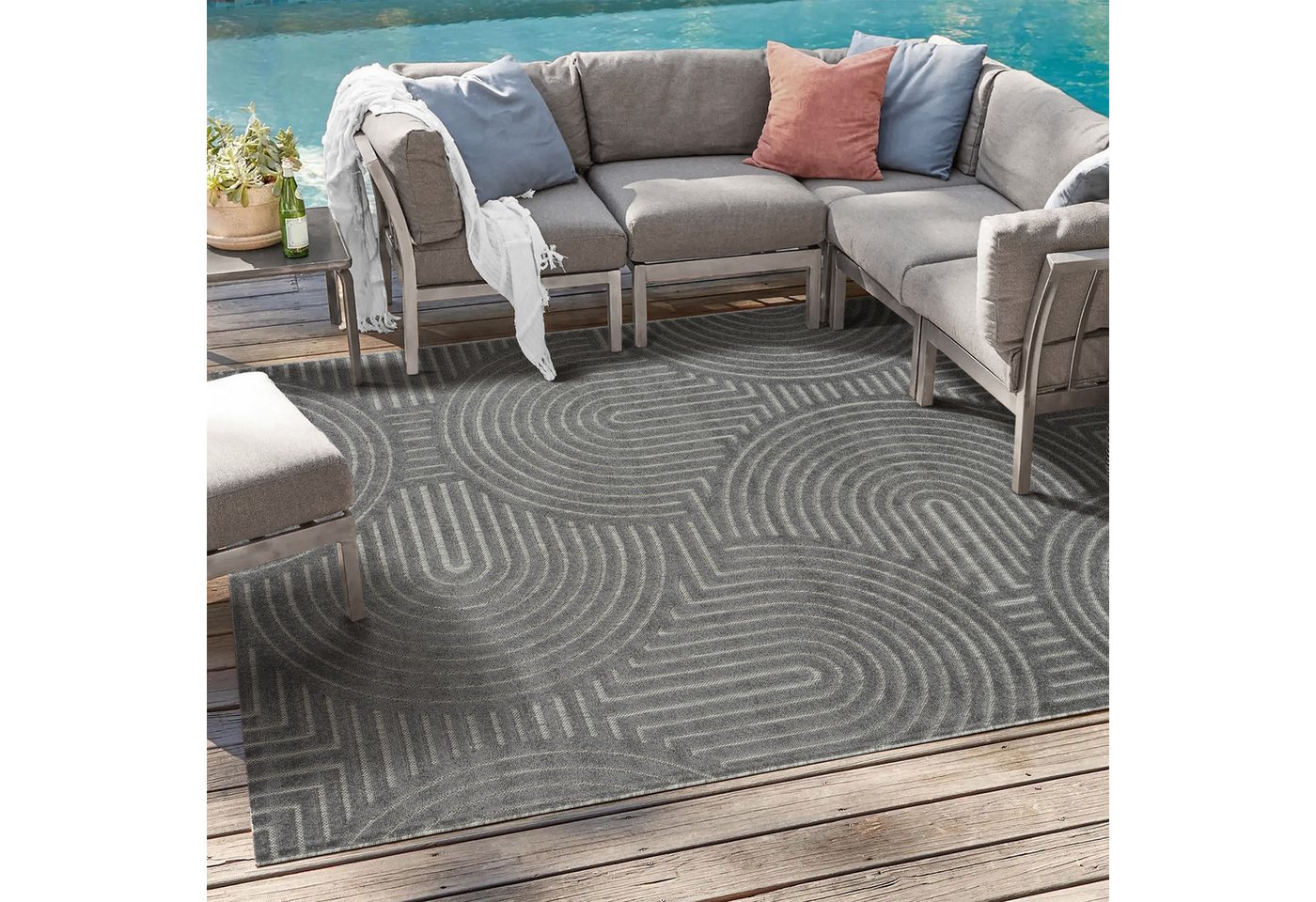 Sanat Teppich Berlin 1, auch als Läufer und in Rund, rechteckig, Höhe: 6 mm, In -und Outdoor geeignet, Außenbereich, Terrasse, Balkon, auch Läufer