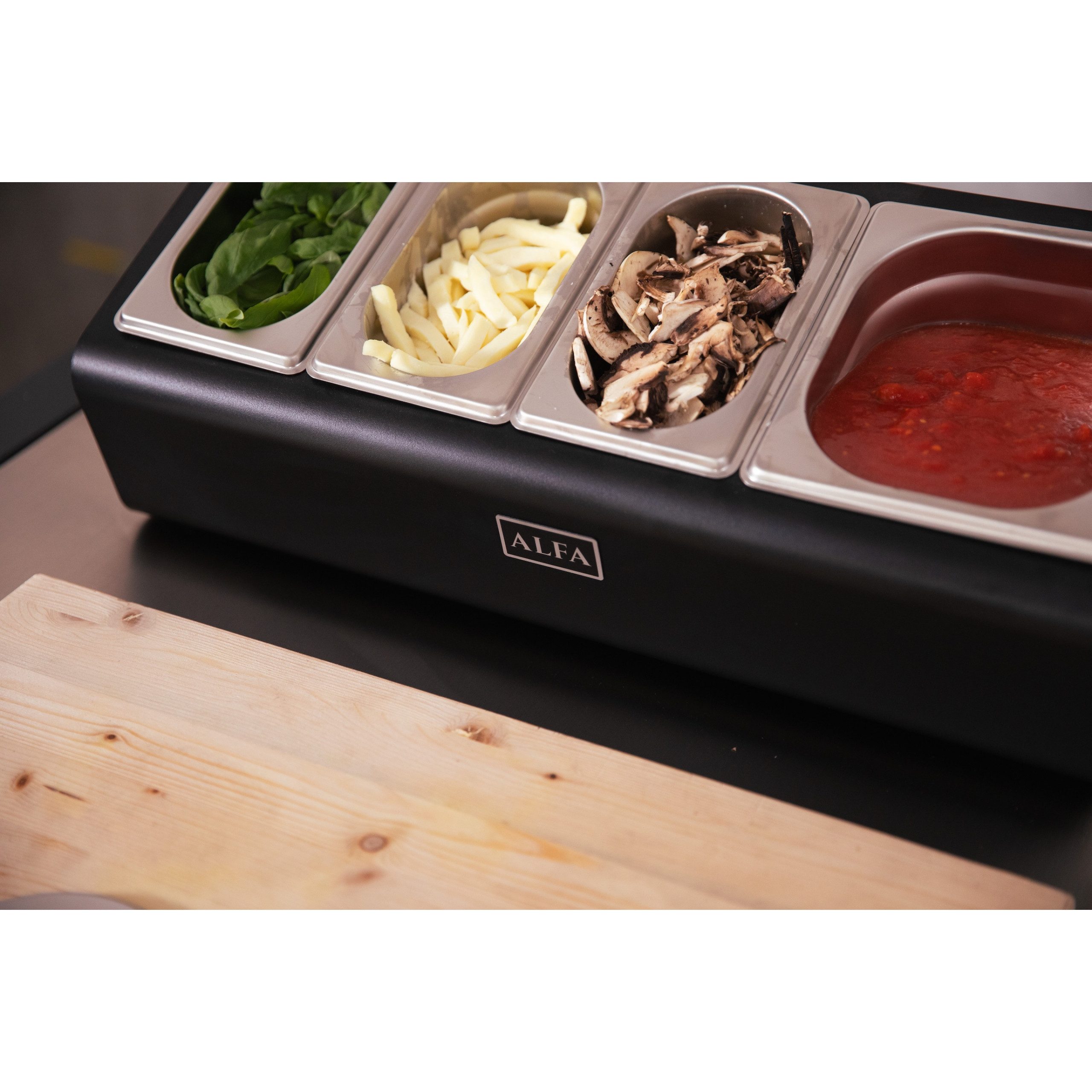 Alfa Forni Pizzaofen Alfa Forni Toppingstation - Zutatenhalter mit 4 Behältern und Deckel