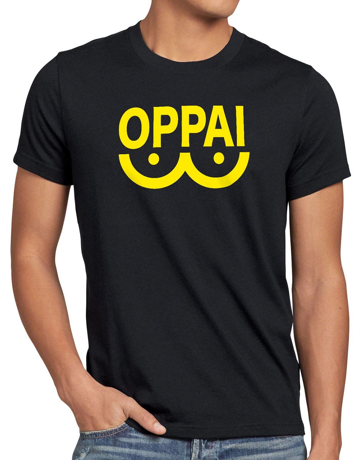 manga Oppai One anime Punch Print-Shirt schwarz T-Shirt style3 Herren
