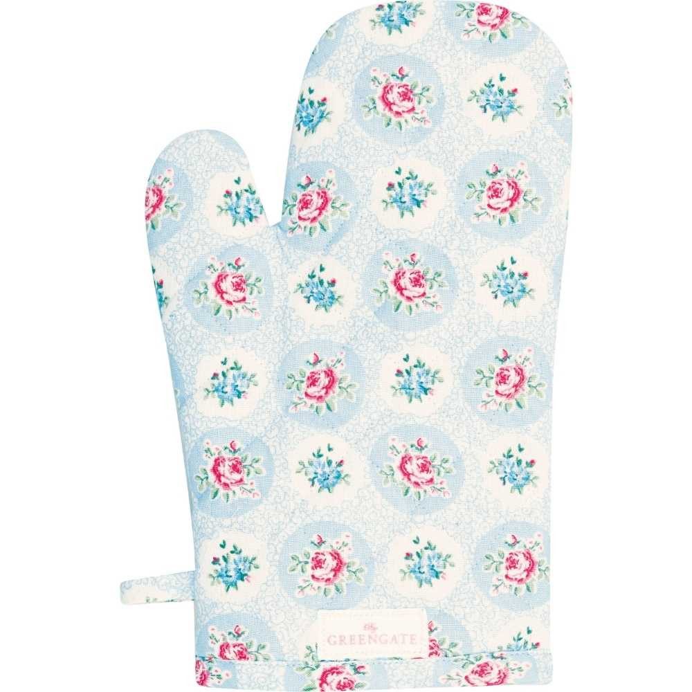 Greengate Topfhandschuhe Greengate Ofenhandschuh ELLE PALE BLUE Blau mit Blumen