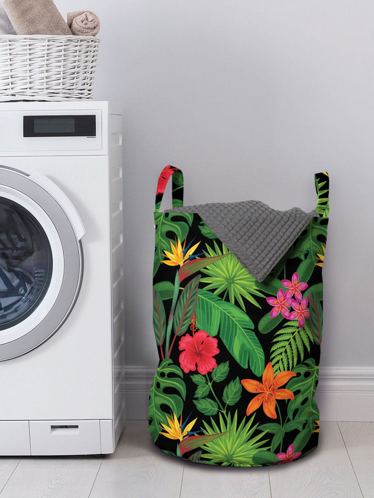 Abakuhaus Wäschesäckchen mit Kordelzugverschluss Tropisch Waschsalons, Sommerlaub Griffen Wäschekorb Bunte für