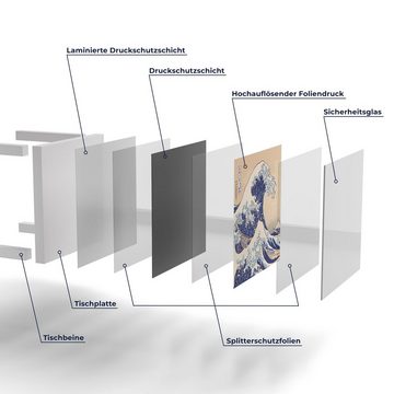 DEQORI Couchtisch 'Große Welle vor Kanagawa', Glas Beistelltisch Glastisch modern