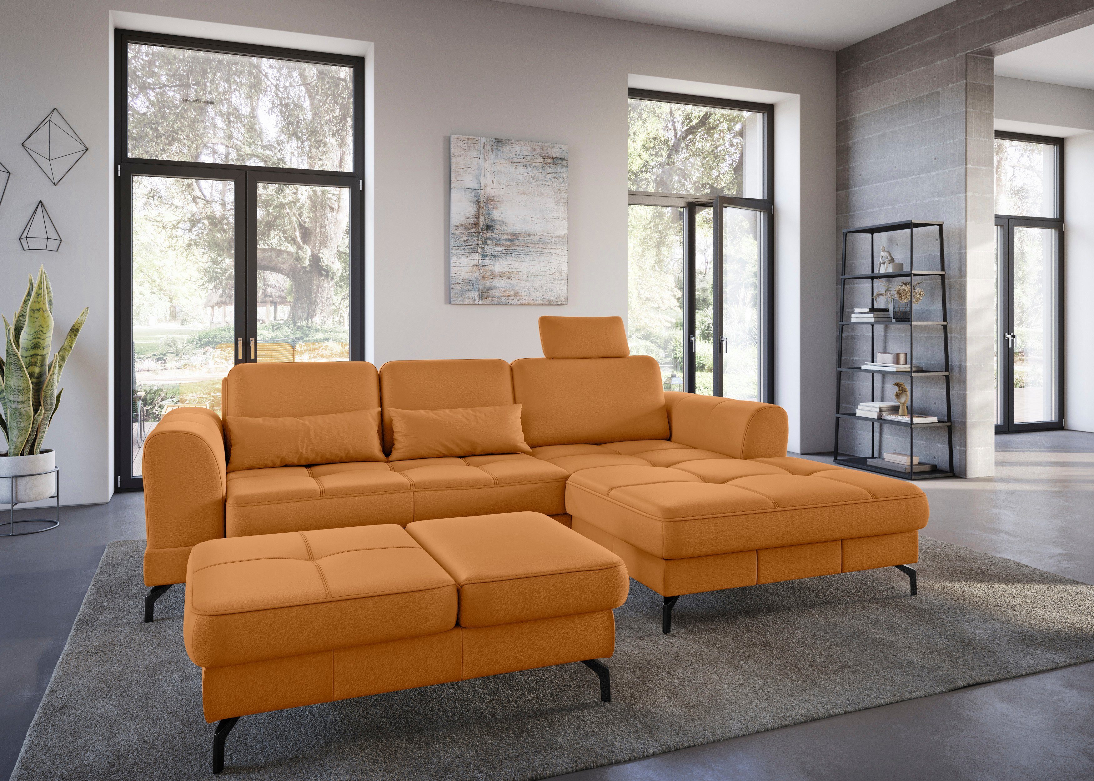 sit&more Ecksofa Bendigo L-Form, inklusive Sitztiefenverstellung, Bodenfreiheit 12 cm, in 2 Fußfarben