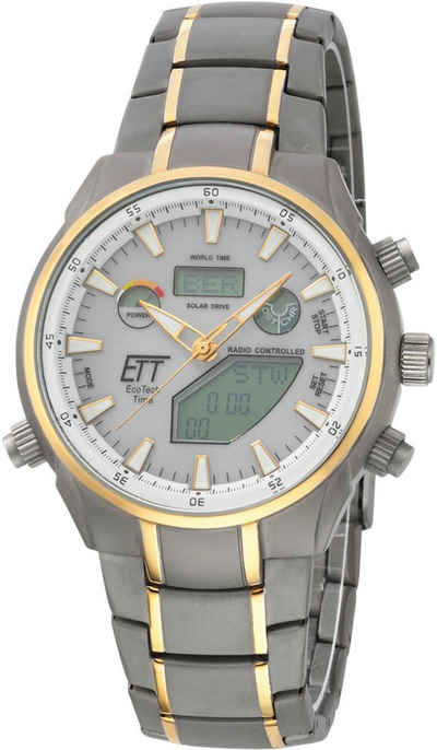 ETT Funk-Multifunktionsuhr Aquanaut World Timer, EGT-11336-40M, Armbanduhr, Herrenuhr, Datum, Solar