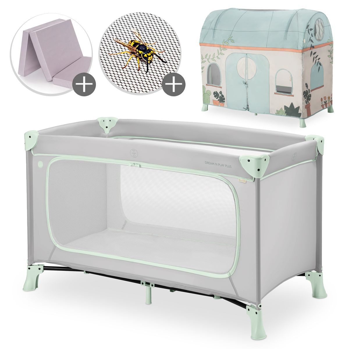 Baby-Reisebett Dream N Play Plus - Dusty Mint