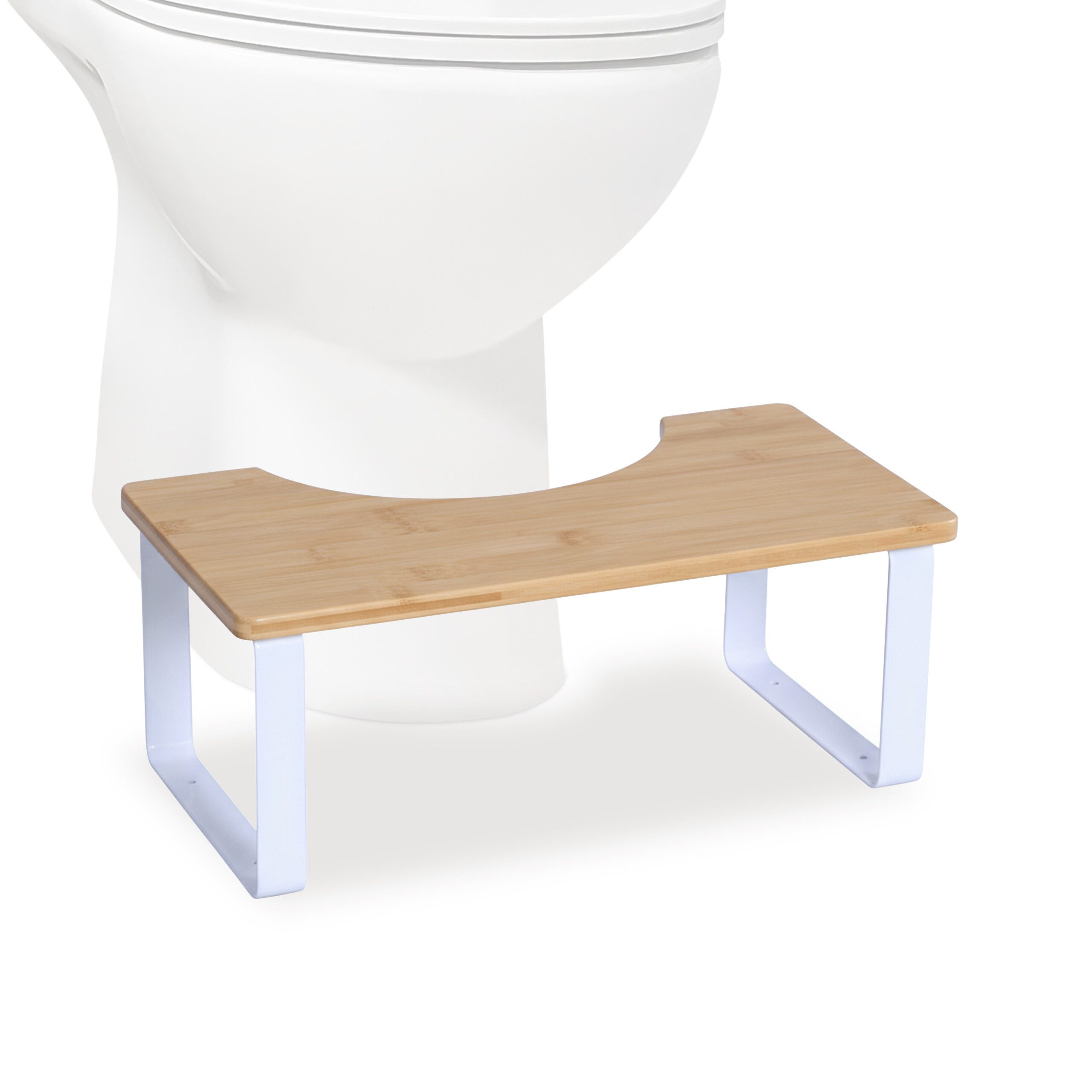relaxdays Badhocker Toilettenhocker Bambus & Metall