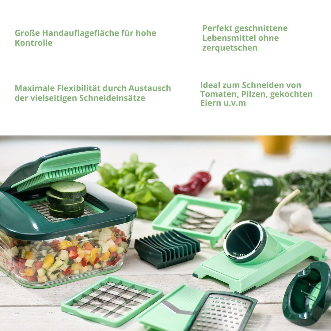 Genius Gemüseschneider Genius Zerkleiner Nicer Dicer Chef 15 Teile Gemüsehobel, Würfelschneider, Tomatenschneider, Zwiebelschneider, Gurkenhobel
