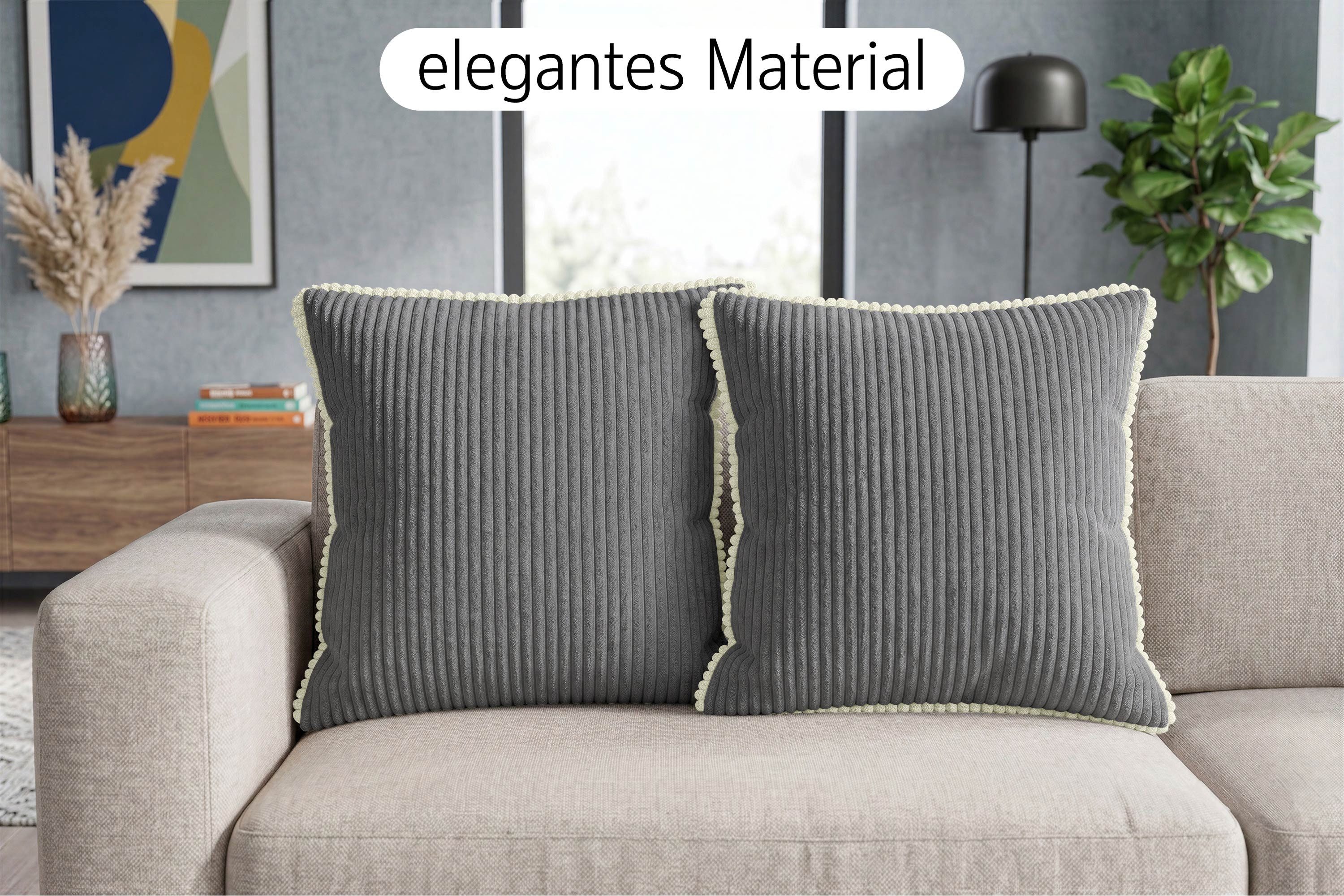 Amilian Dekokissen Sofakissen 4er Set mit Füllung 2x 40x40 cm + 2x 35x45 cm, Hotelverschluss Sofakissen Zierkissen – Bild 5 von 5