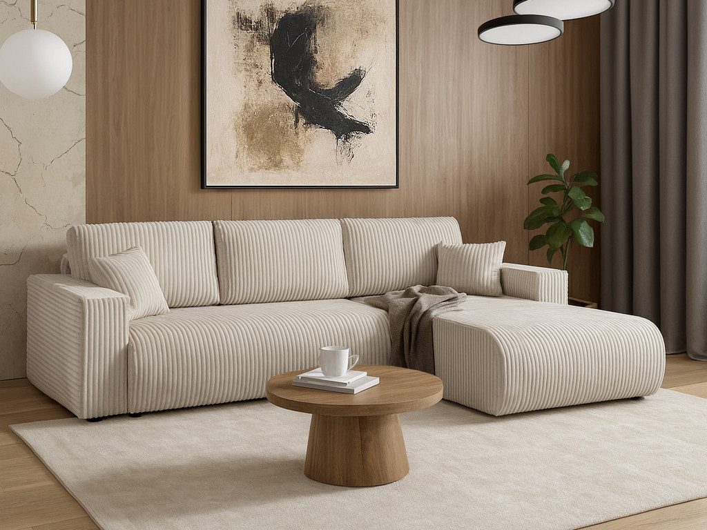 Beautysofa Ecksofa Porto mit universelle Ottomane, mit Bettfunktion und Bet günstig online kaufen