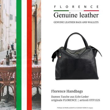 FLORENCE Umhängetasche Florence Umhängetasche Damen Handtasche (Umhängetasche), Damen Leder Umhängetasche, schwarz ca. 35cm