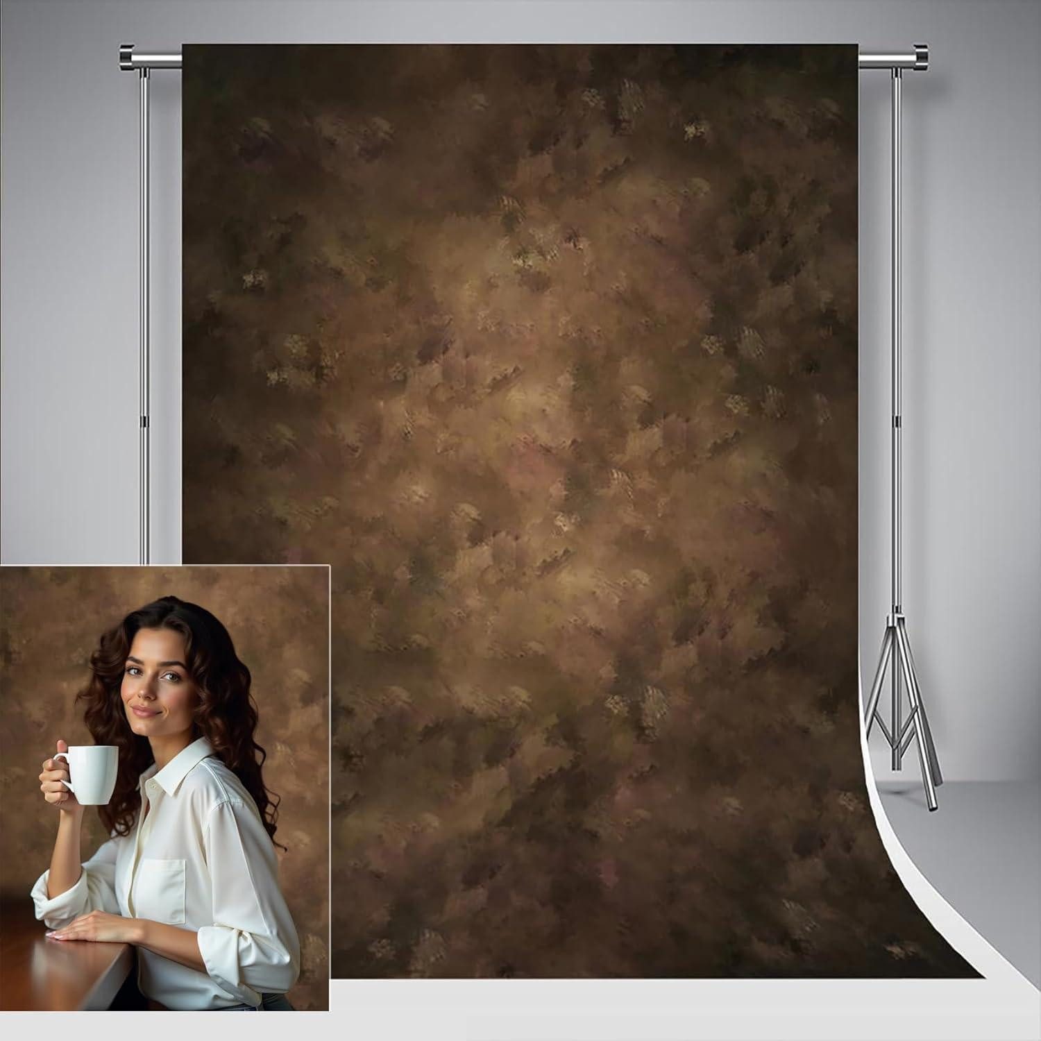 Kate Hintergrundtuch 3x3m Mikrofaser Brauner Hintergrund Fotostudio Set Profi Foto
