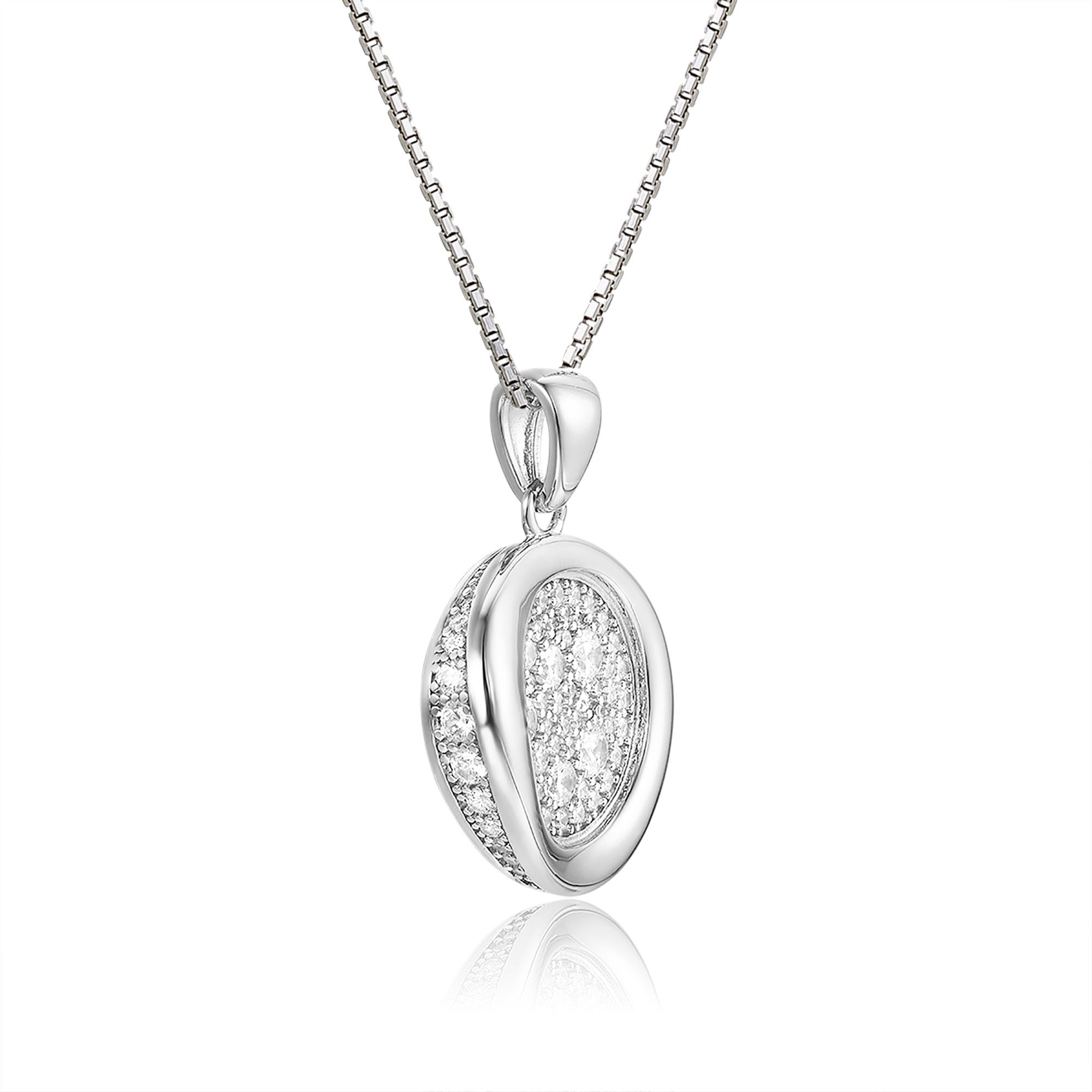 Schöner-SD Kette mit Anhänger 925 Silberanhänger massive Qualität mit Zirkonia vorn und seitlich, anlaufgeschützter Silberschmuck