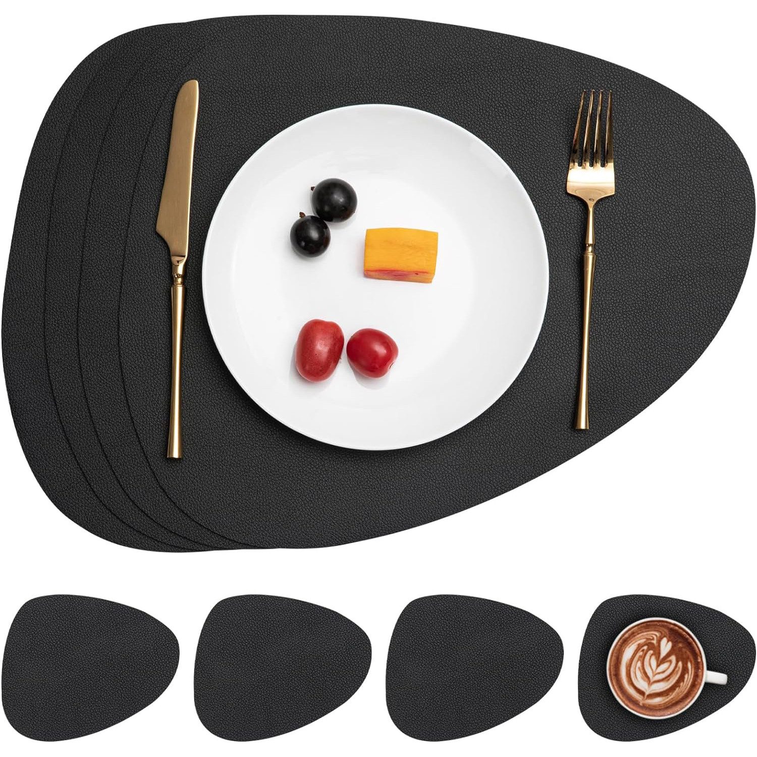 MODFU Platzset Kunstleder Tischset Platz-Matten Platzdeckchen günstig online kaufen