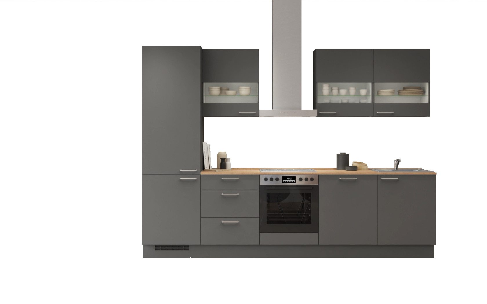 nobilia® Küchenzeile Varde, individuell anpassbar, gratis Küchenplanung mit Profis, (300 Breite), vormontiert, wahlw. mit E-Geräten, inkl. Lieferung