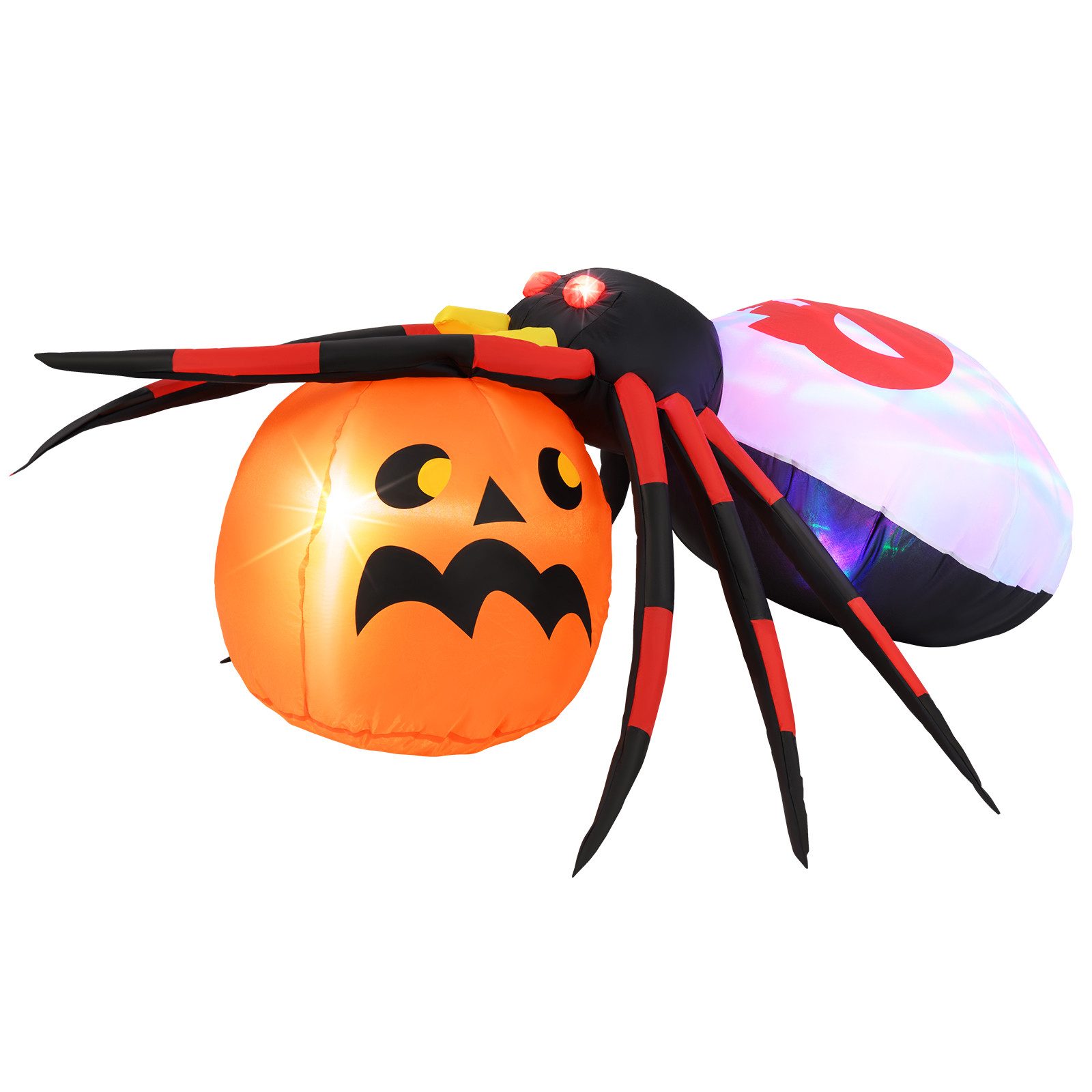 COSTWAY Dekoobjekt, Halloween-Spinne, mit rotierendem LED-Lichter, selbstaufblasend