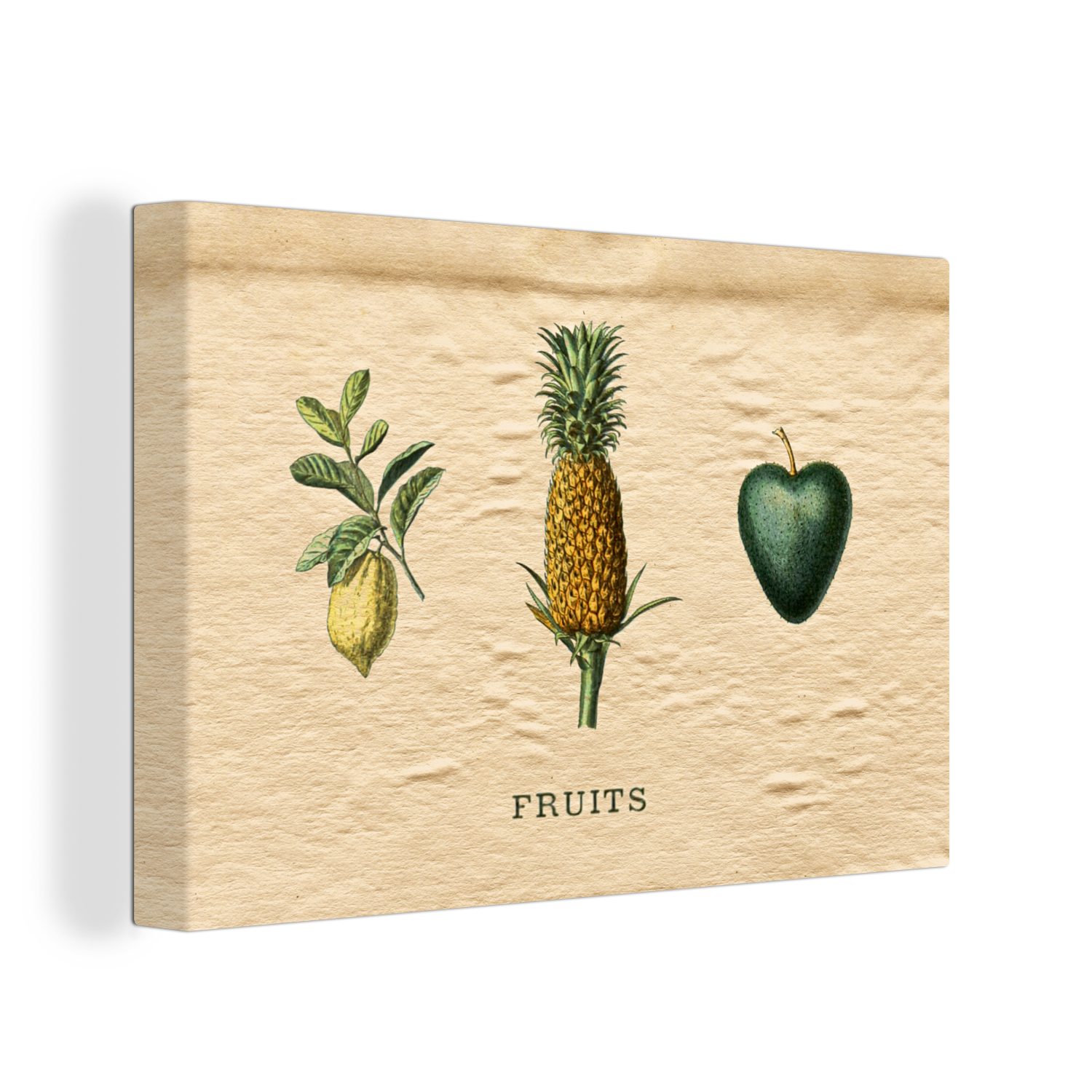 OneMillionCanvasses® Leinwandbild Obst - Lebensmittel - Ananas, (1 St), Wandbild Leinwandbilder, Aufhängefertig, Wanddeko, 30x20 cm
