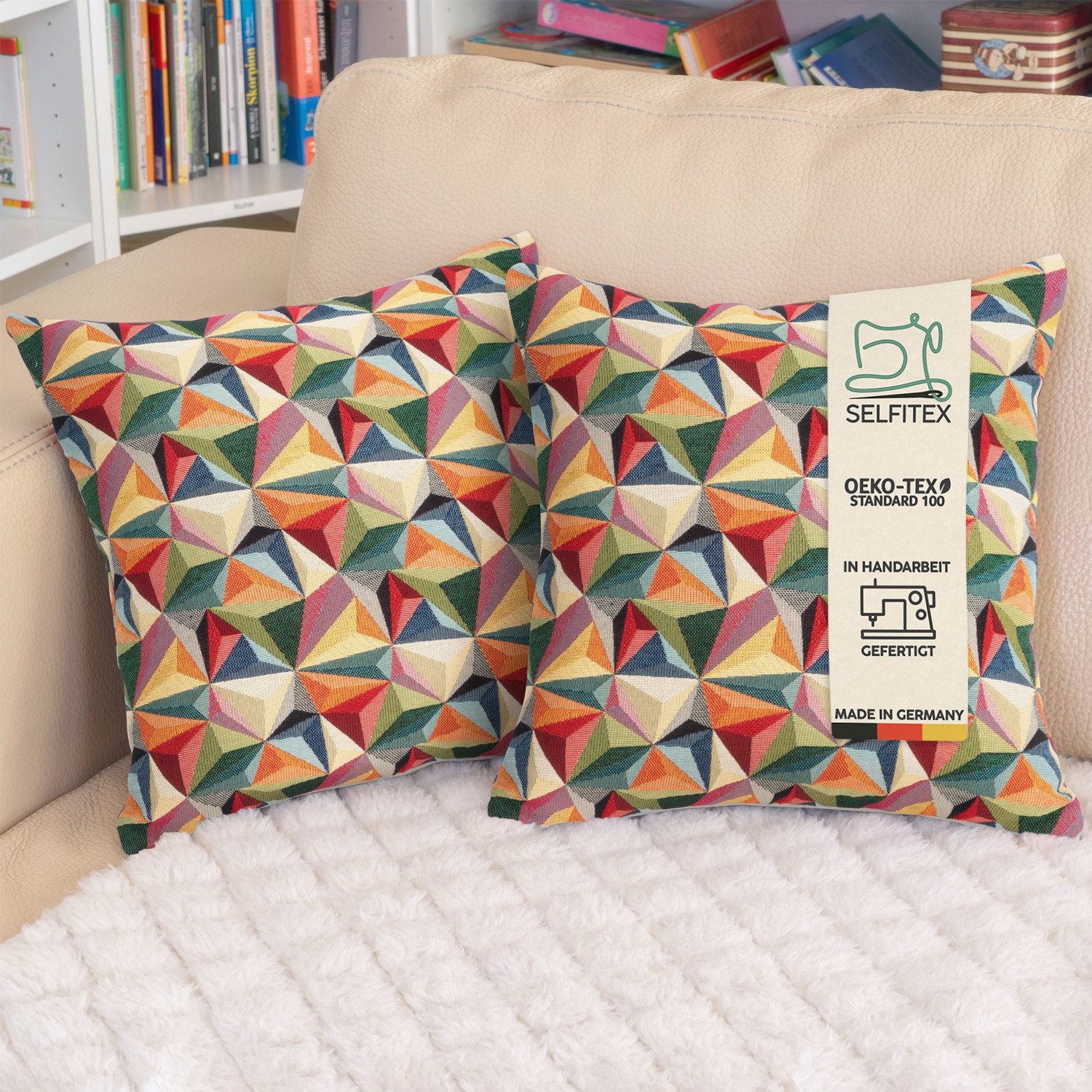 Selfitex Dekokissen mit buntem Muster im 2er Set, 30x50/40x40/50x50 inkl. F günstig online kaufen