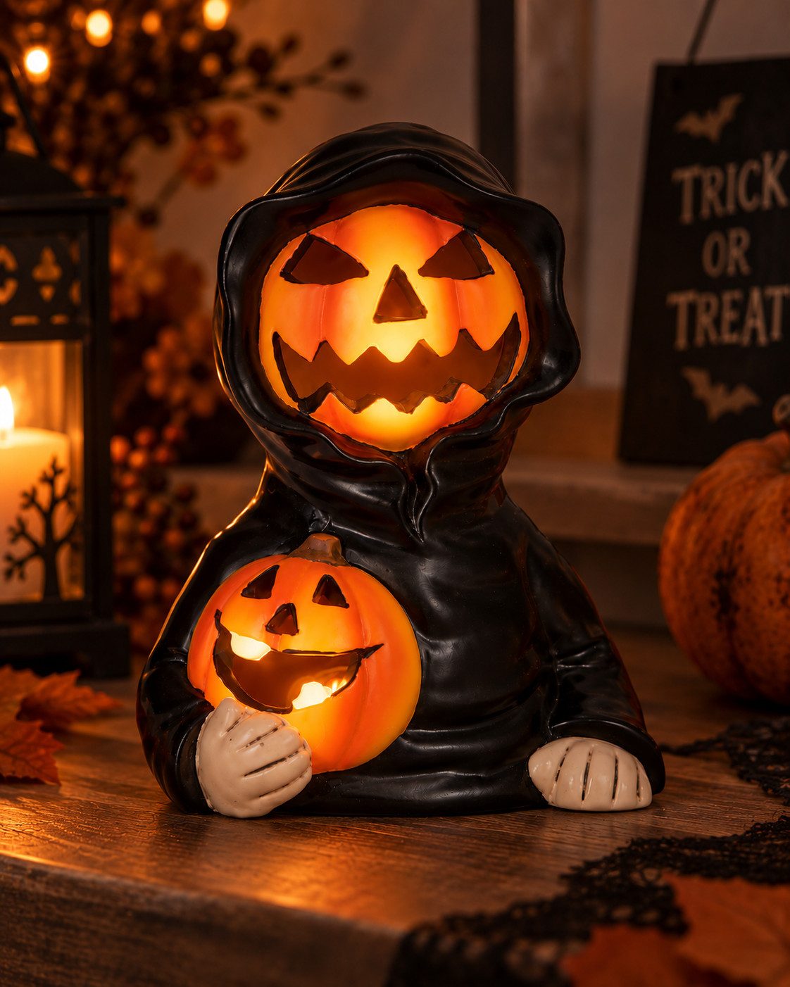 Mel-O-Design LED Dekofigur LED Halloweenfigur Pumpkin Shadow mit Farbwechsel 18,5 cm – Bild 4 von 4