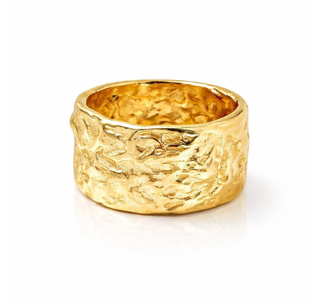ROUGEMONT Goldring Extravaganter Goldring Statement Damen Ring gehämmert, Gehämmertes Design – einzigartige, strukturierte Oberfläche
