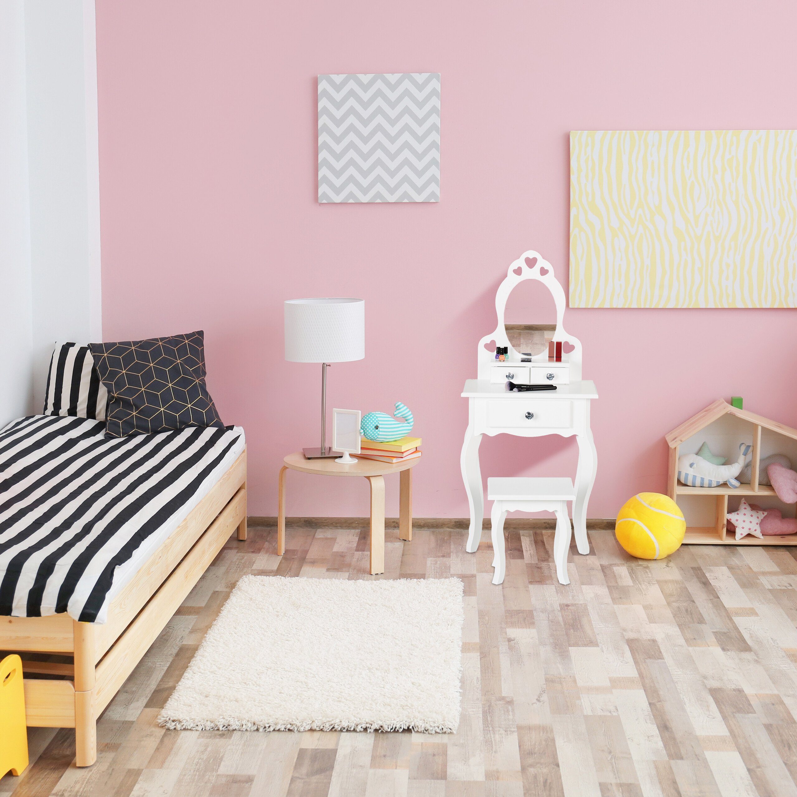 relaxdays Schminktisch Kinder Schminktisch mit Hocker günstig online kaufen