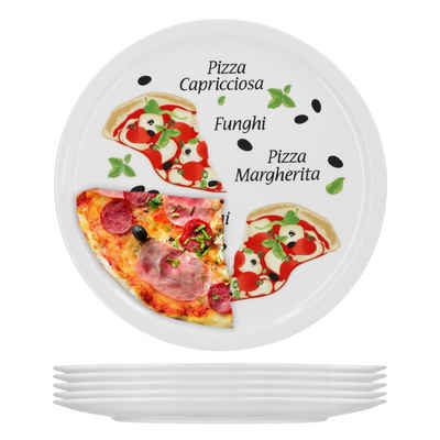 van Well Pizzateller 6er Set Pizzateller Margherita groß - 30,5cm Porzellan Teller Motiv