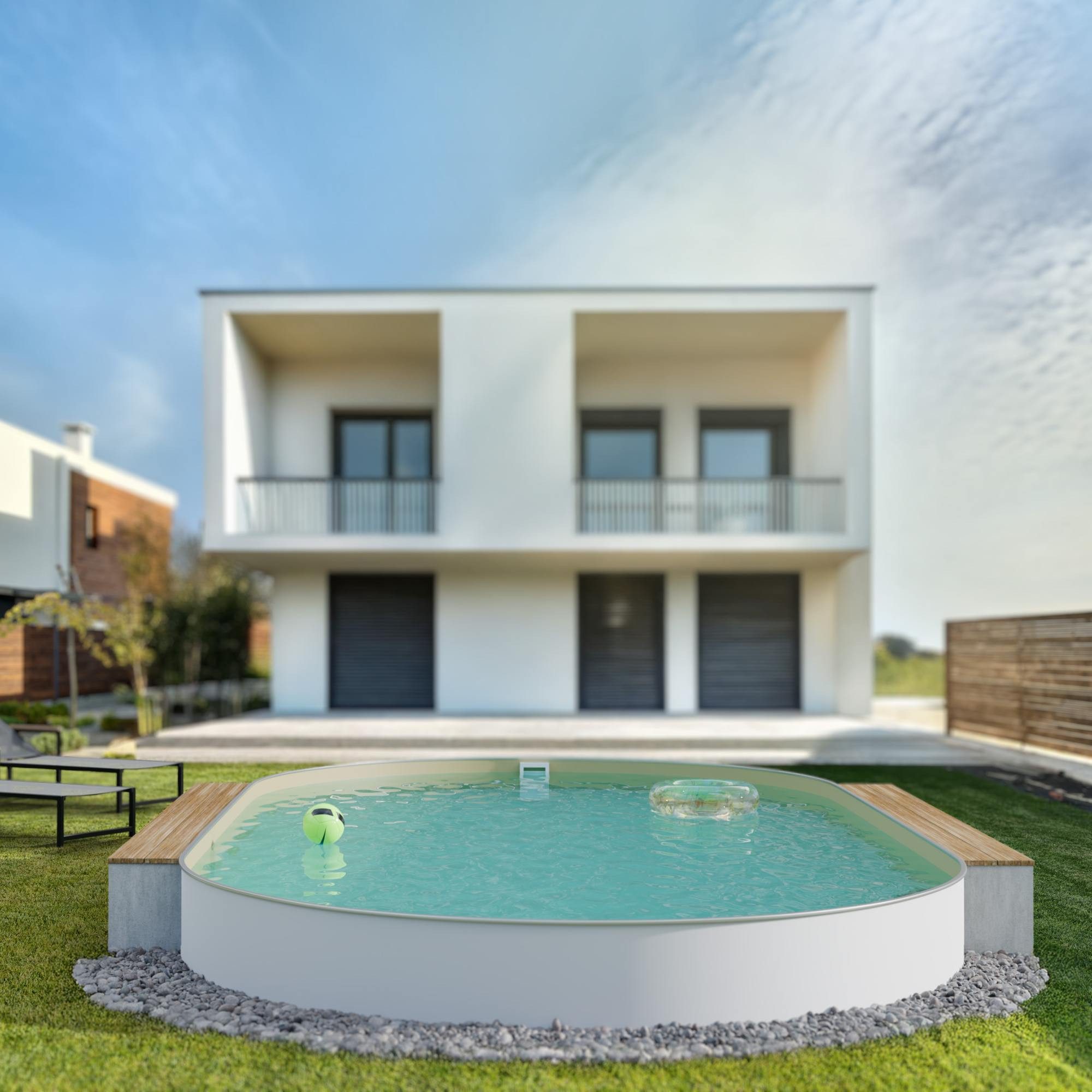 Fresh-Pool Ovalpool Fresh-Pool Profi Stahlwandpool Set oval, 525x320x1 (1-tlg), UV-stabilisierte PVC Folie