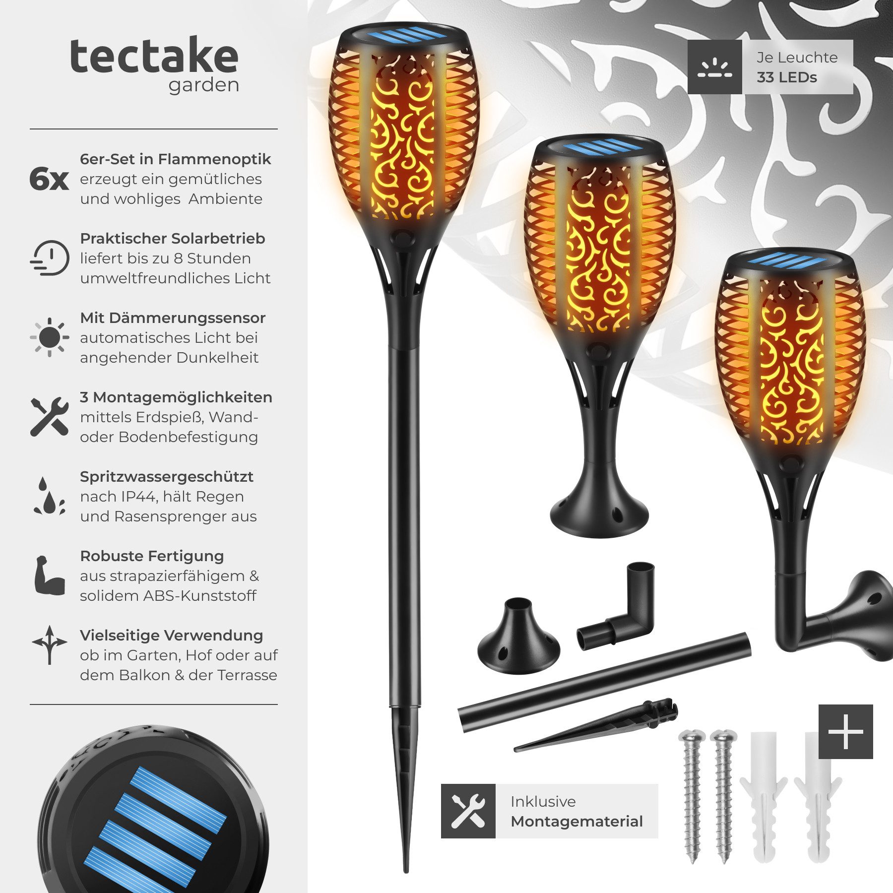 tectake LED Gartenstrahler 6er Set Solarleuchten, günstig online kaufen