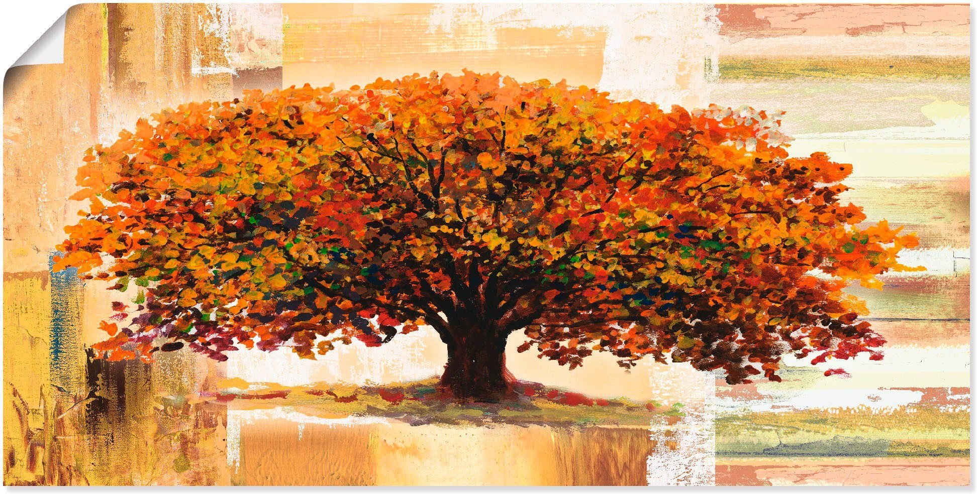 Hintergrund, Poster als abstraktem Bäume Artland Wandbild Alubild, Größen in St), auf verschied. Outdoorbild, Herbstbaum Leinwandbild, (1
