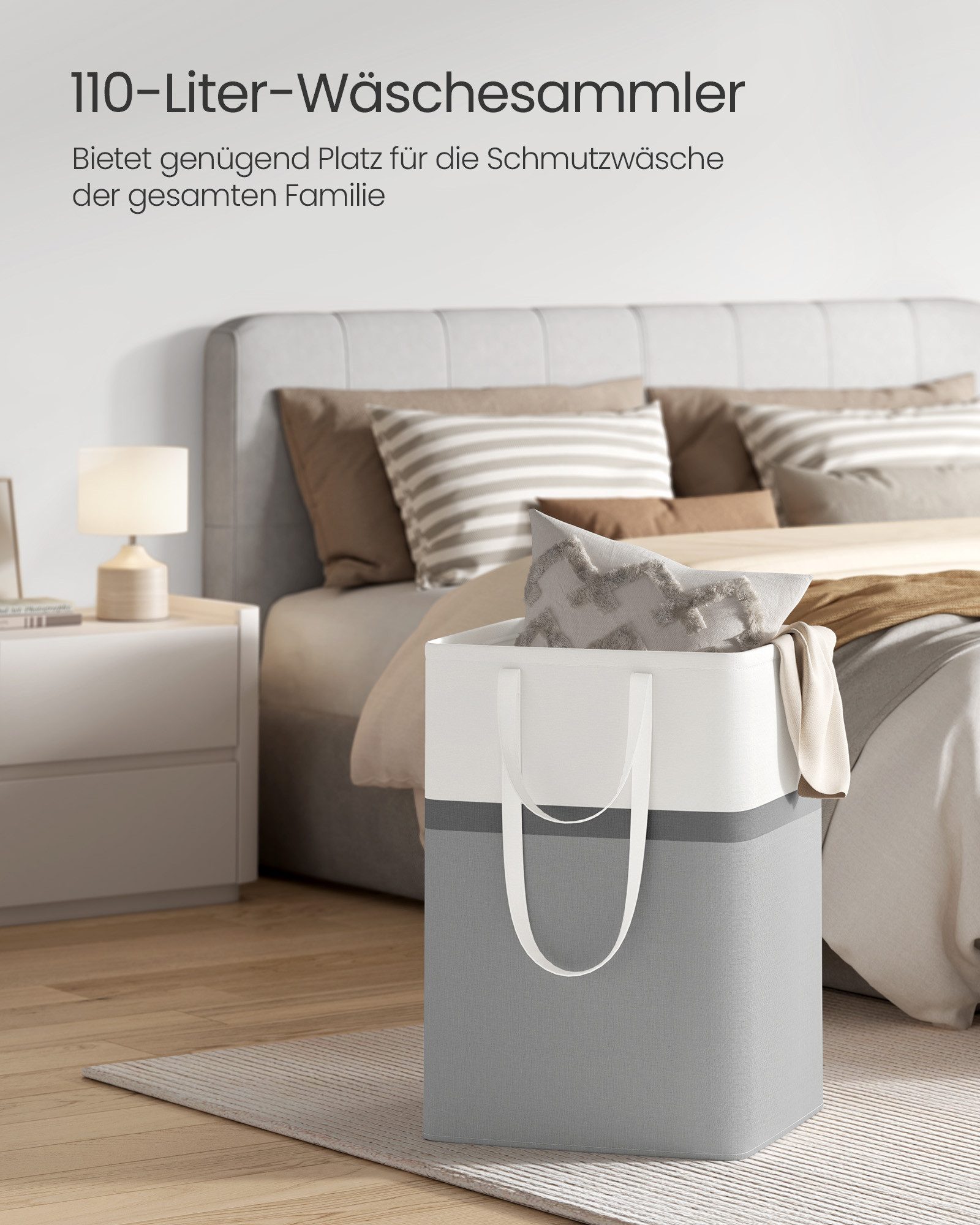 SONGMICS Wäschekorb, 2er Set, 110 L Wäschesammler faltbar, leicht zu tragen und zu reinigen