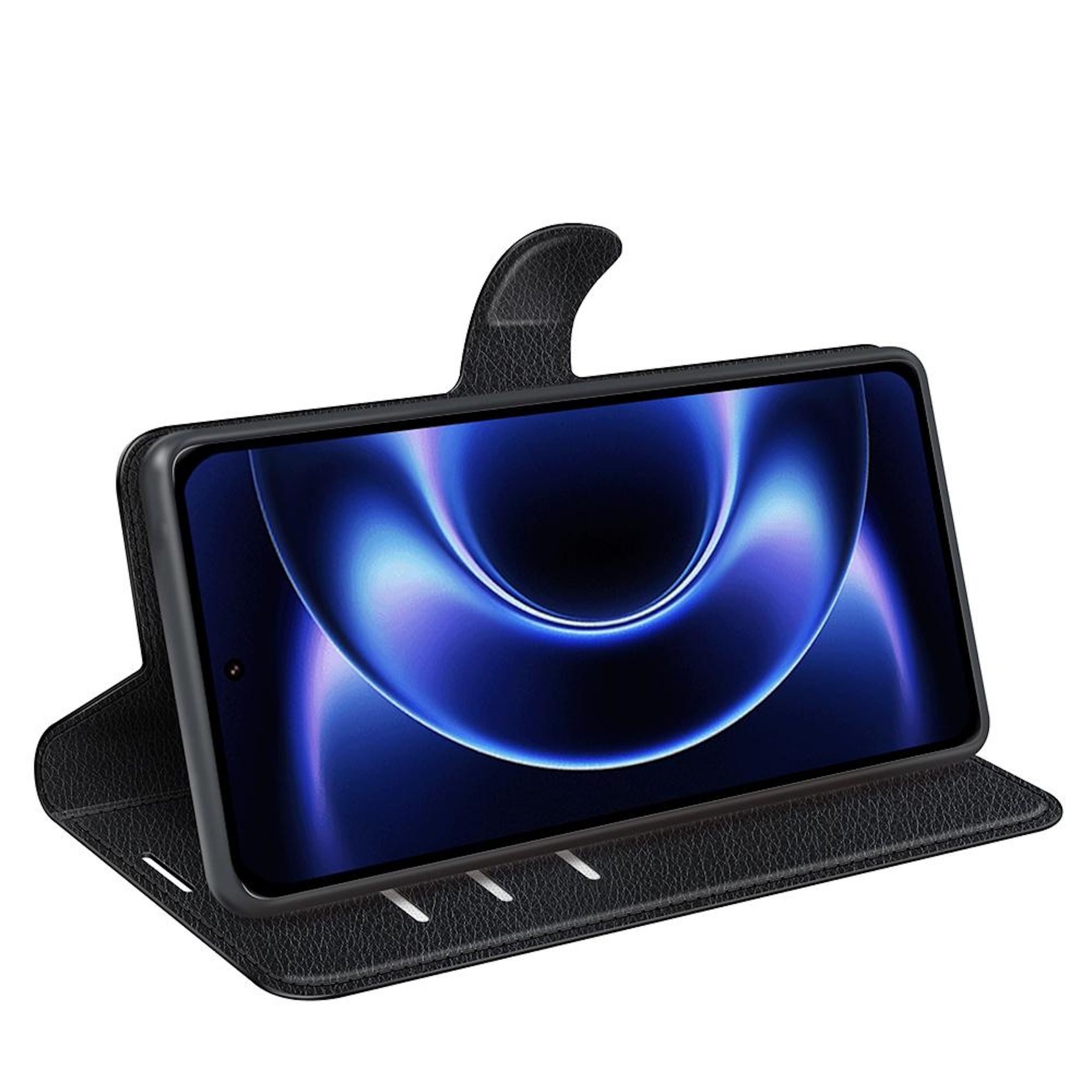 Wigento Handyhülle Klapphülle für Xiaomi 17 Ultra Kunstleder Book Wallet Schutz Schwarz 6,9 Zoll, Kunstleder Hülle mit Kartenfächern und Standfunktion