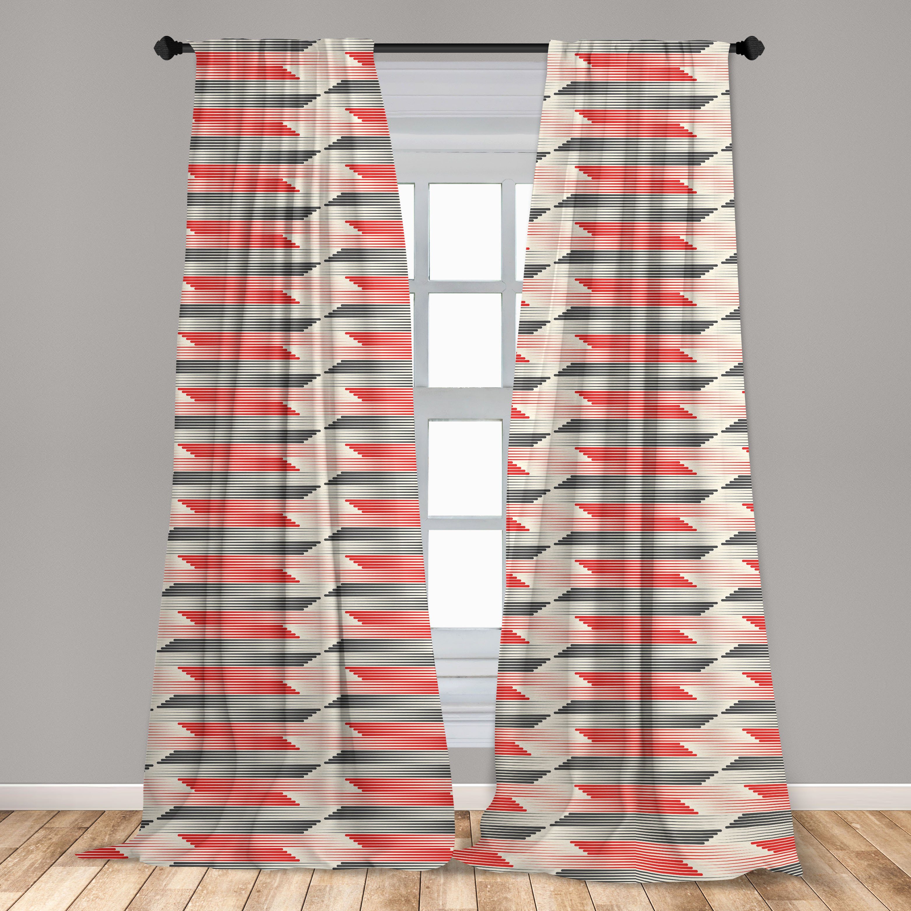 Gardine Vorhang für Wohnzimmer Schlafzimmer Gitterlinien Modern Abakuhaus, Geometrische Dekor, Microfaser