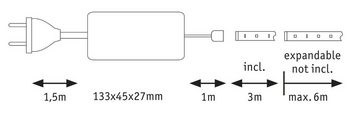 Paulmann LED-Streifen MaxLED 500 Basisset 3m 18W 230/24V 36VA Silber unbeschichtet, 1-flammig