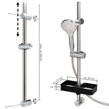 bremermann Duschablage Brausestangen Set, Duschablage, Duschstange, Duschkorb, chrom/schwarz