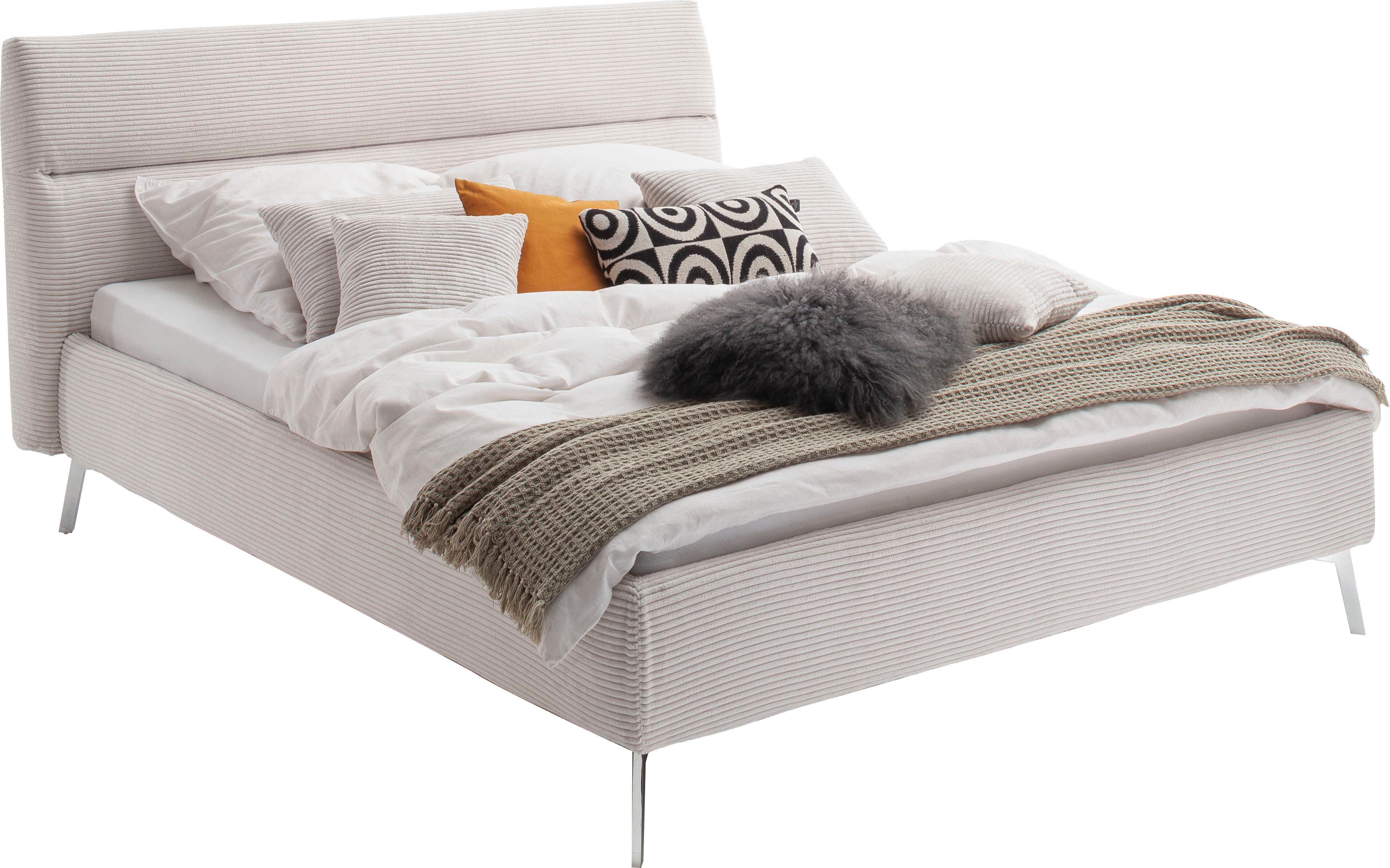 Home affaire Polsterbett Elvo, weichgepolstertes Kopfteil, wahweise Überlänge, 140-200 cm breit, inkl. 7-fache Einlegetiefenverstellung & saugroboterfreundliche Höhe