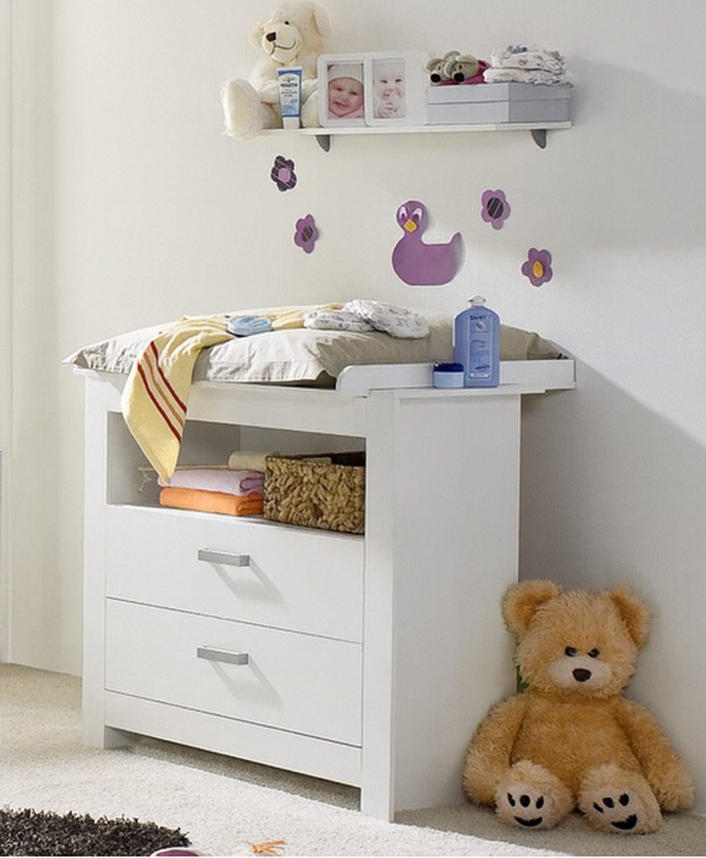 Wickelkommode (3er-Set) in weiss matt, Holzwerkstoff - 104x97x71 (BxHxT)