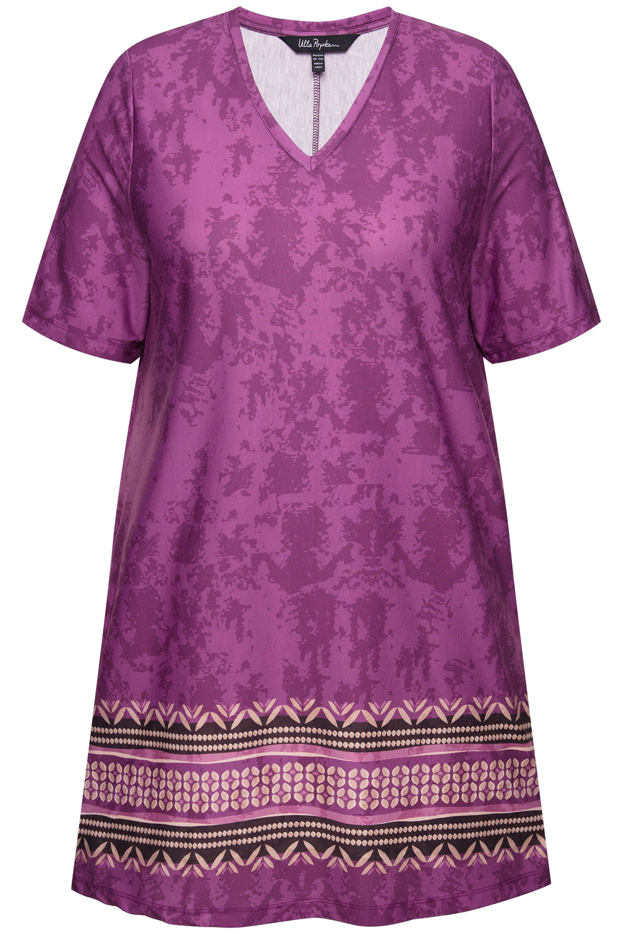 Ulla Popken Longshirt Longshirt A-Linie Alloverdruck günstig online kaufen
