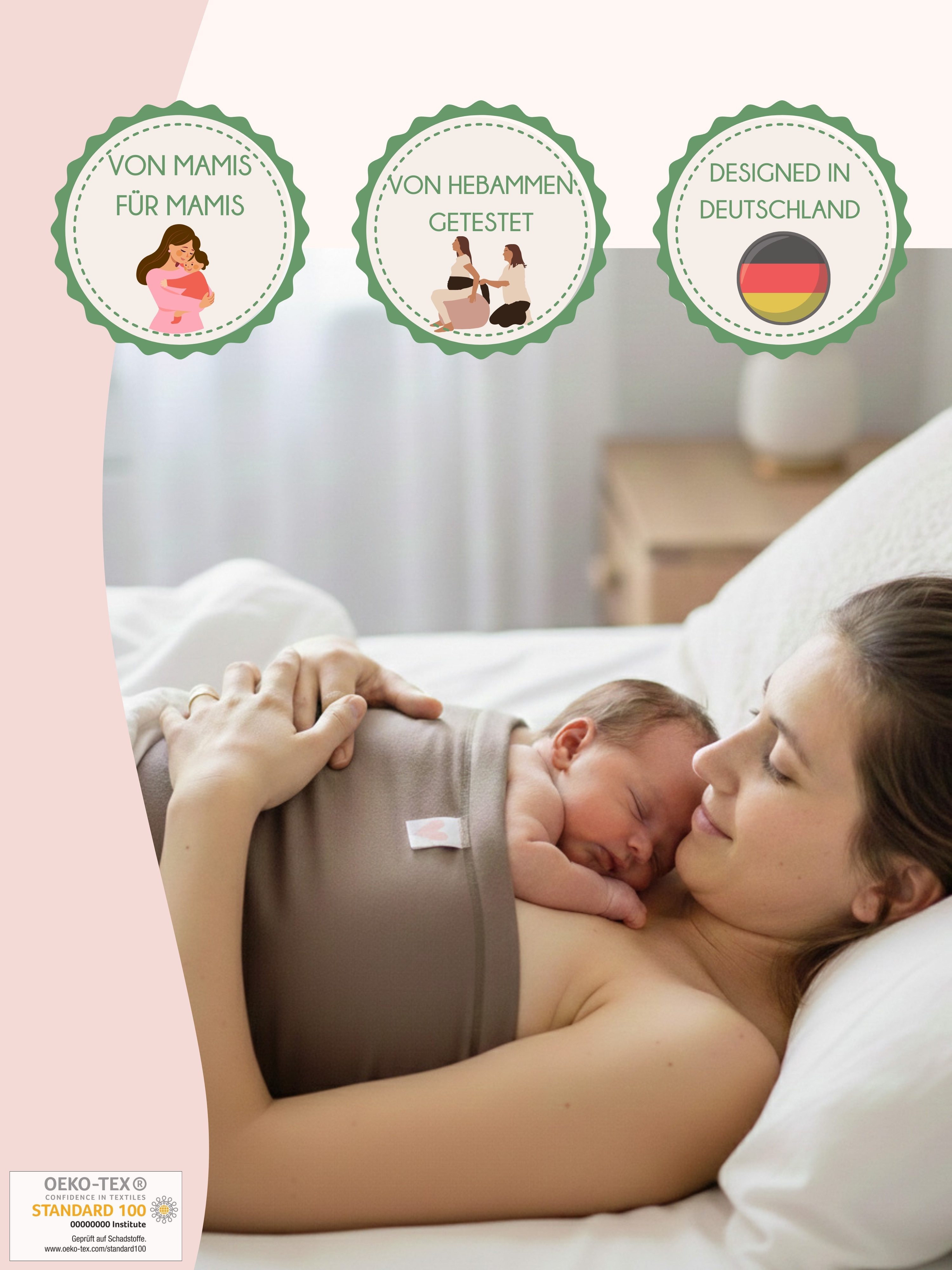 Herzmutter Tubetop Bonding Tube Top für Neugeborene - Bauchband Baumwolle atmungsaktiv