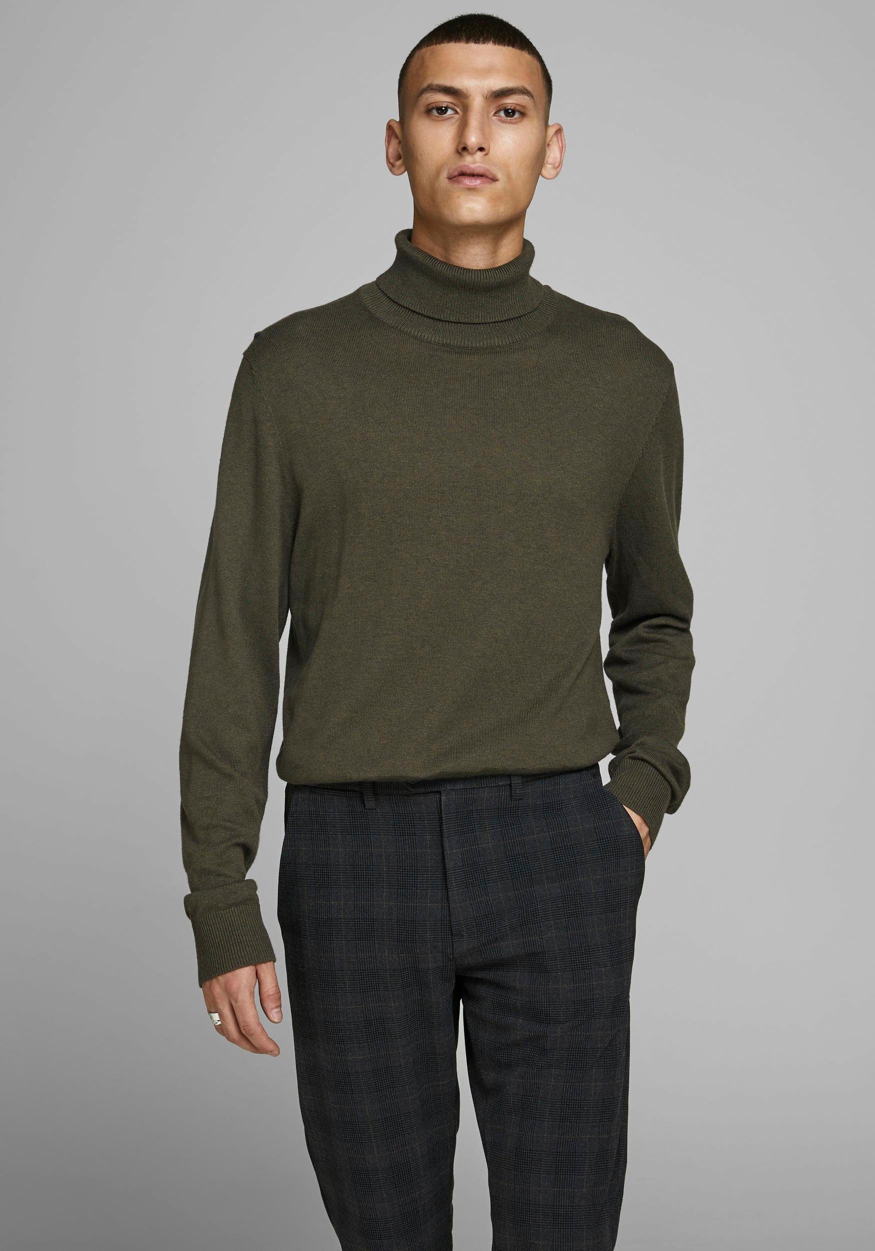 Jack & Jones Rollkragenpullover Emil Knit Roll olivgrün