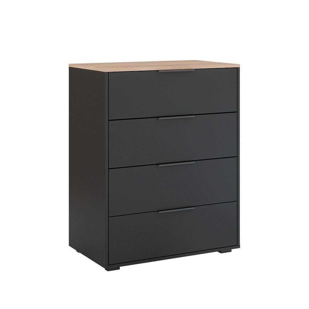 Kommode Betti, Anthrazit/Sonoma, 80 x 101.9 cm mit 4 Schubladen