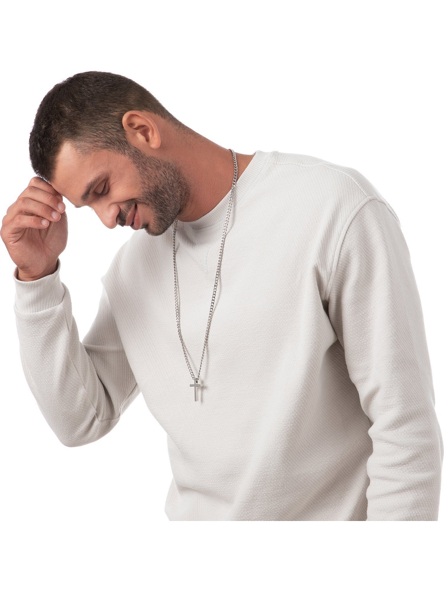 FAVS Collier FAVS Herren-Kette Edelstahl Kreuz