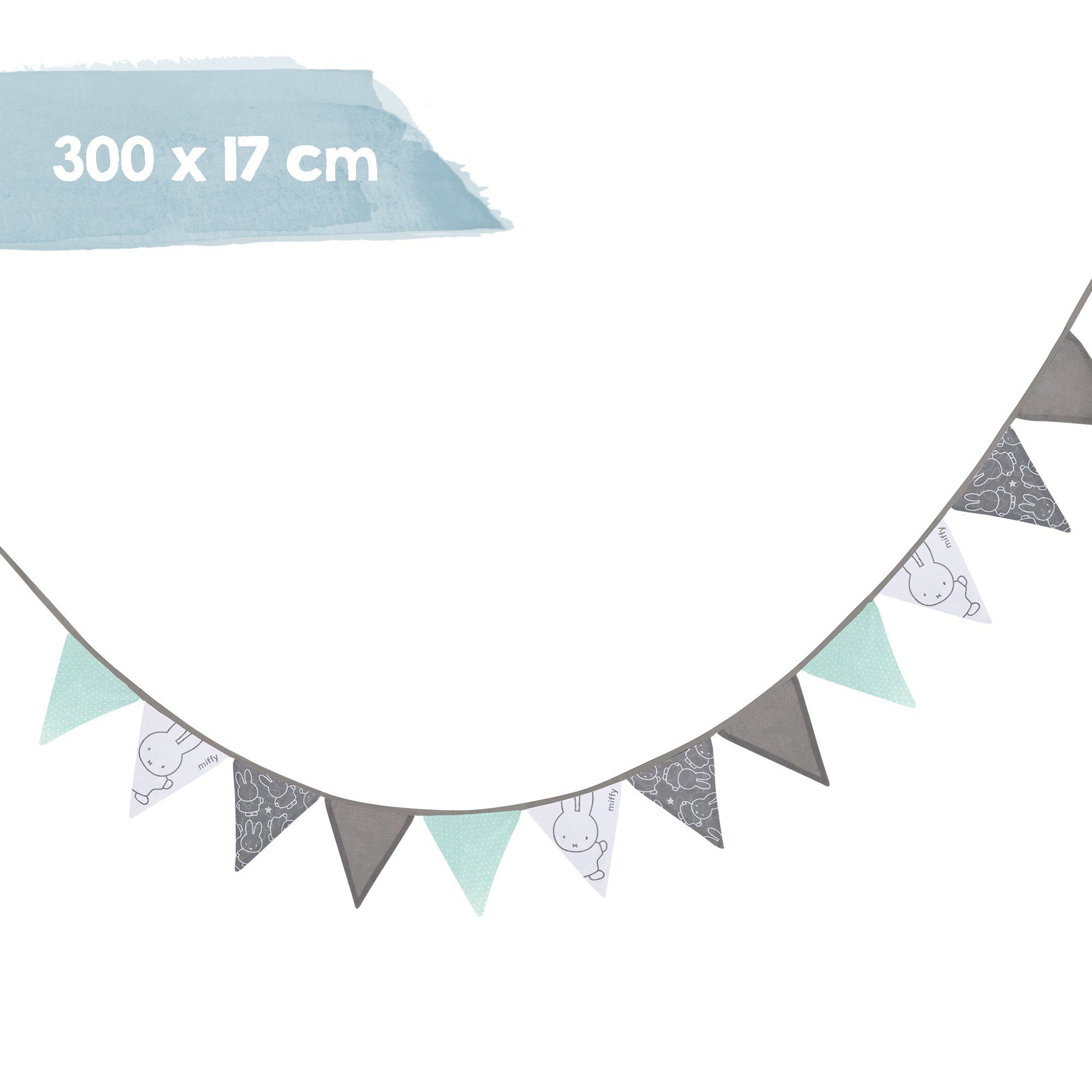 roba® Wimpelkette 12 Wimpel (2m), Länge Kette 3m, Baby- & Kinderzimmer