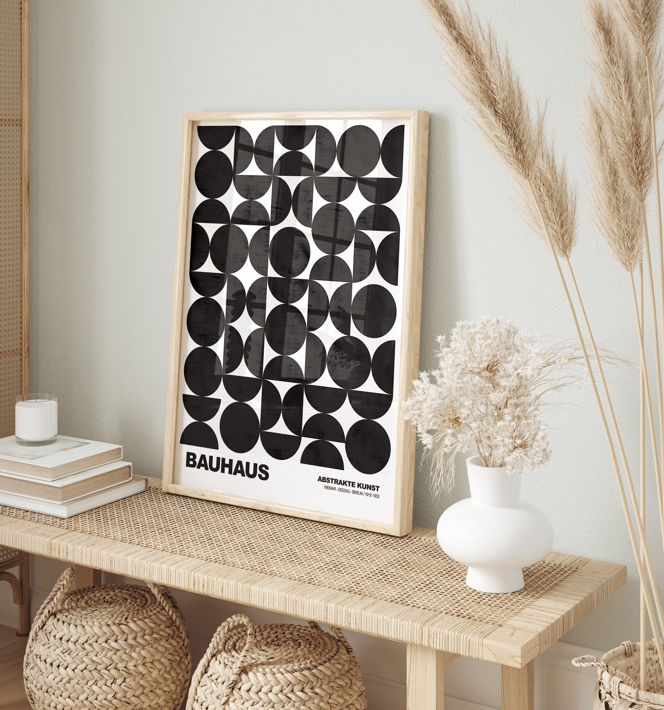JUSTGOODMOOD Poster Bauhaus Abstrakte Kunst Schwarze geometrische Formen im minimalistisch, (1 St) – Bild 2 von 5