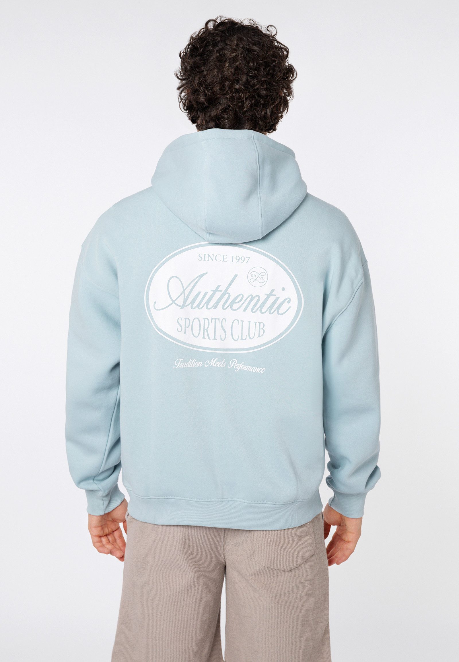 SUBLEVEL Kapuzensweatjacke Herren Oversize Sweatjacke mit Backprint Sweatshirtjacke, Kapuzenpullover mit Kängurutasche und Kapuze