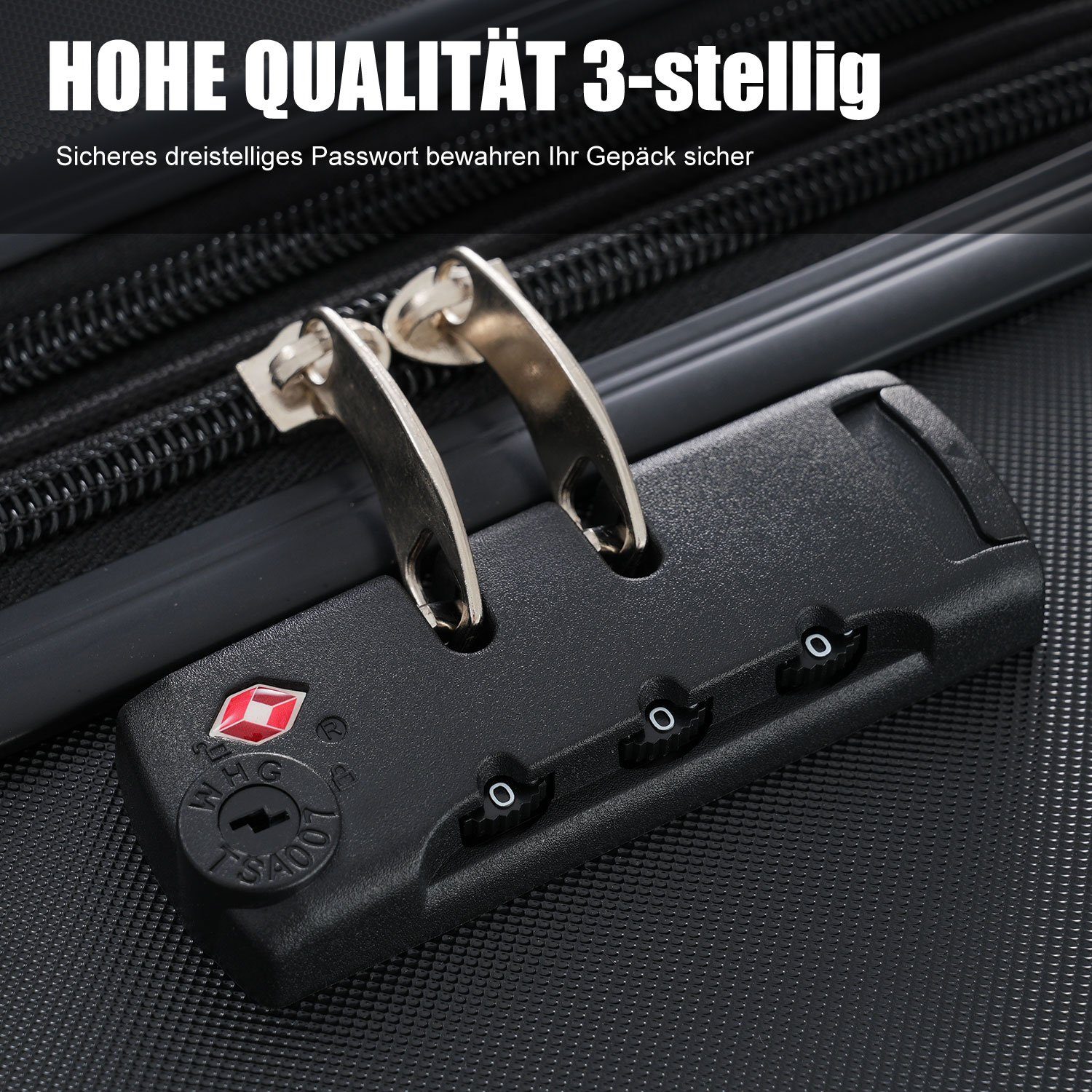 Flieks Trolleyset, 4 Rollen, (Set, 4 tlg), Kofferset Handgepäckkoffer Hartschalentrolley Set, mit kleiner Tasche