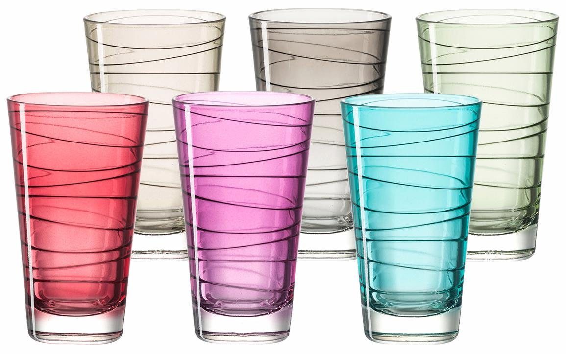 LEONARDO Longdrinkglas Colori, Glas, veredelte mit lichtechter Hydroglasur, 280 ml, 6-teilig