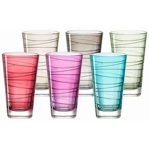 LEONARDO Glas Colori, Glas, veredelte mit lichtechter Hydroglasur, 280 ml, 6-teilig
