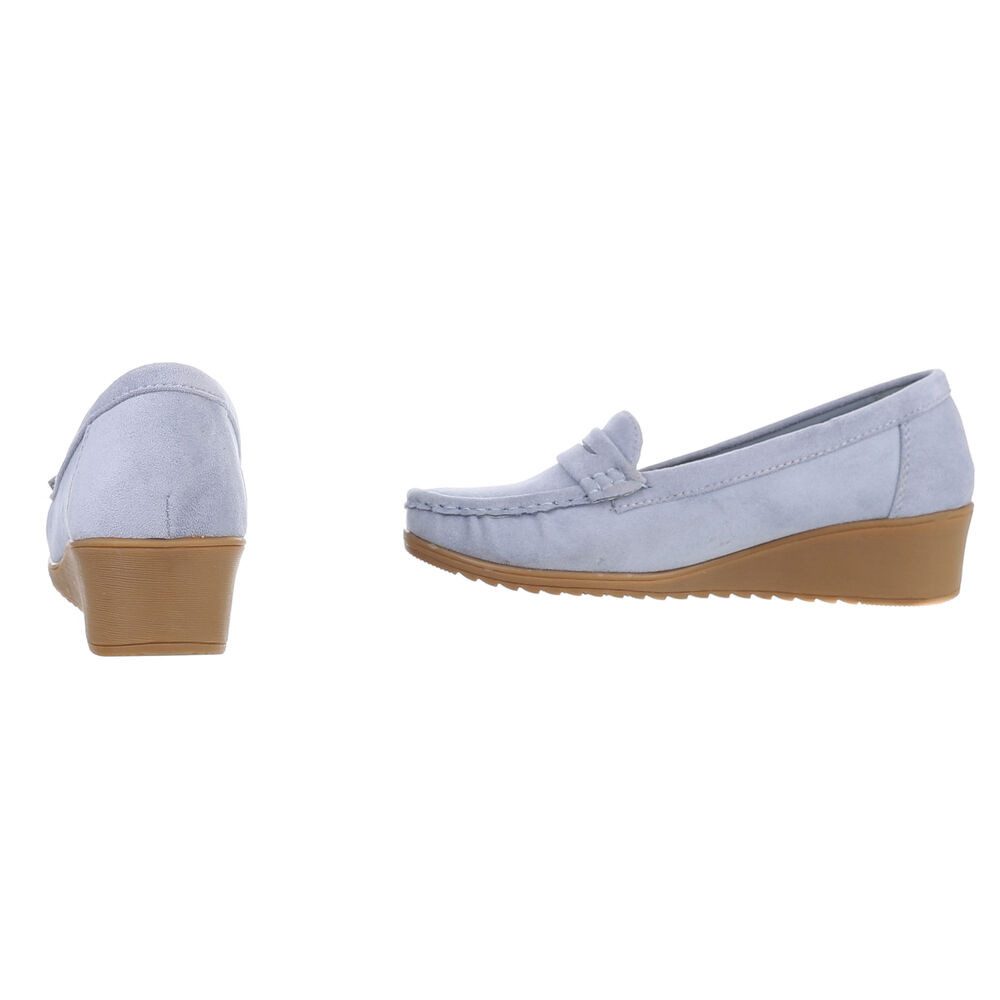 Ital-Design Elegante Mokassins mit Keilabsatz für vielseitige Anlässe Slipper (89319010) Keilabsatz/Wedge Mokassins in Hellblau – Bild 5 von 5