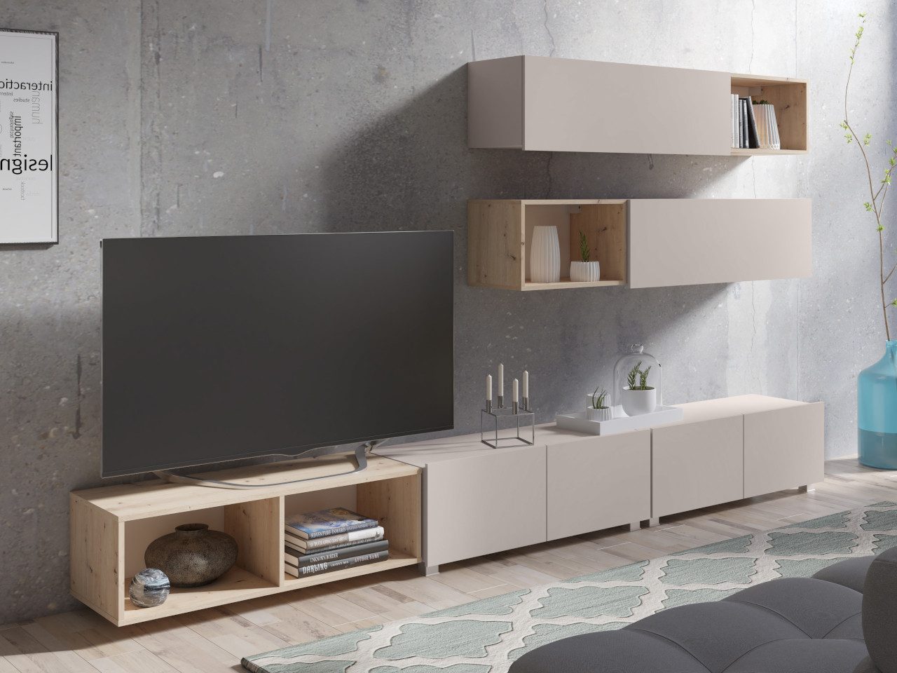 MOEBLINE Wohnwand Medienwand Anbauwand CABRIA 25 kaschmir