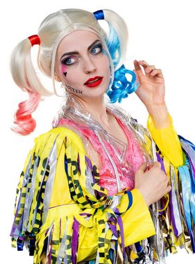 Metamorph Kostüm-Perücke Suicide Harley Girl Perücke für Halloween Karneval, Hochwertige Harley Perücke mit festen Zöpfen