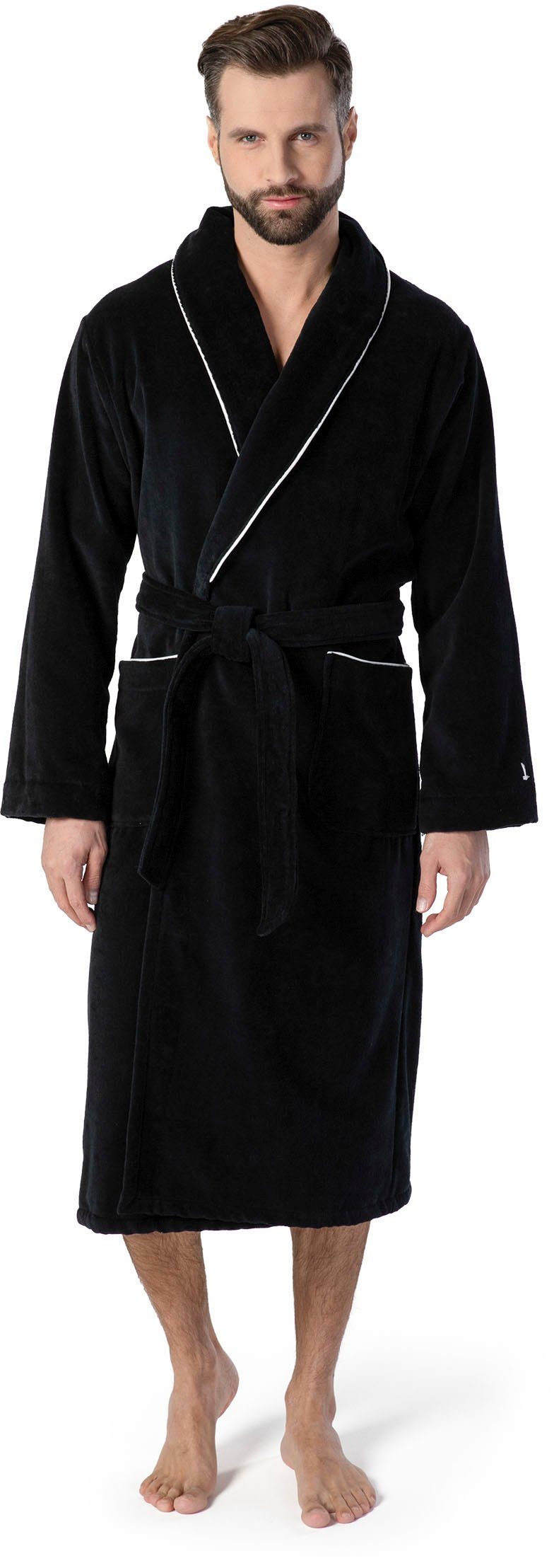 Möve Unisex-Bademantel Schalkragen Velours, ideal für Sauna & Spa, Hotelbad günstig online kaufen